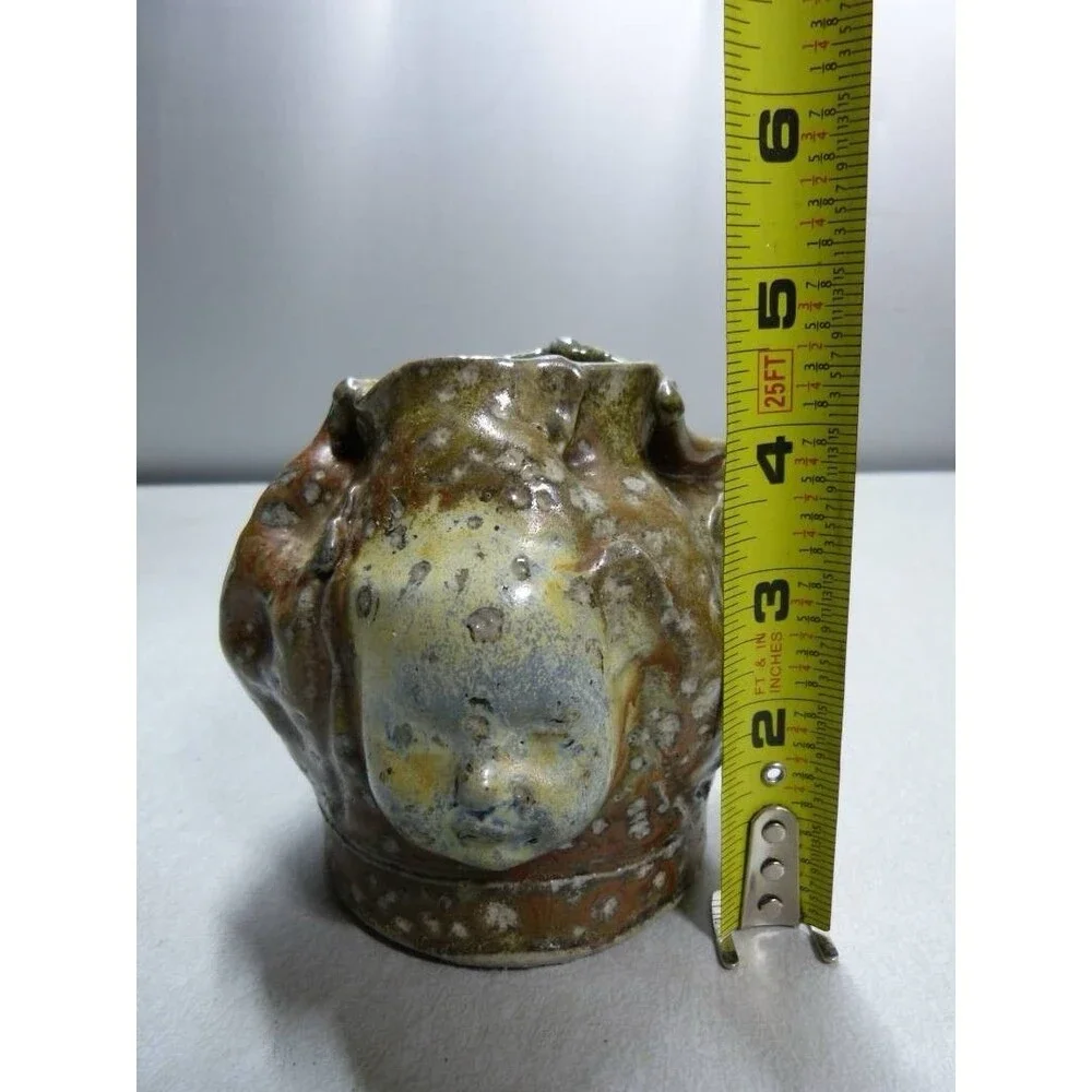 RARE Vintage Drippy Double Faced Signed Steven Hawks. Pottery. 4.5 In Tall. Mint
